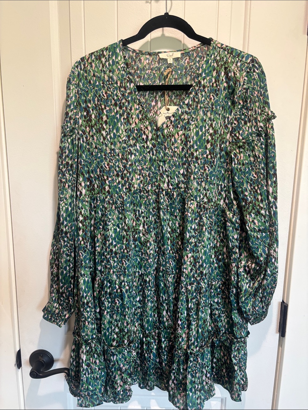 easel Green Multicolor Leopard Print Dress